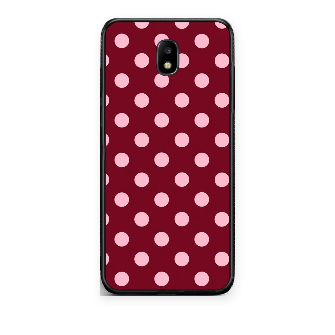 Θήκη Samsung Galaxy J7 2017 Pink Polka Dots on Burgundy από τη Smartfits με σχέδιο στο πίσω μέρος και μαύρο περίβλημα | Samsung Galaxy J7 2017 Pink Polka Dots on Burgundy case with colorful back and black bezels