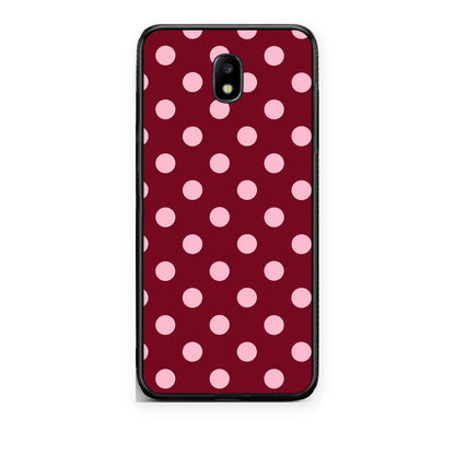 Θήκη Samsung Galaxy J7 2017 Pink Polka Dots on Burgundy από τη Smartfits με σχέδιο στο πίσω μέρος και μαύρο περίβλημα | Samsung Galaxy J7 2017 Pink Polka Dots on Burgundy case with colorful back and black bezels