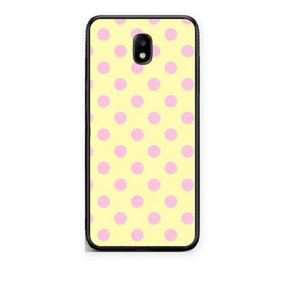 Θήκη Samsung Galaxy J7 2017 Pink Polka Dots on Yellow από τη Smartfits με σχέδιο στο πίσω μέρος και μαύρο περίβλημα | Samsung Galaxy J7 2017 Pink Polka Dots on Yellow case with colorful back and black bezels