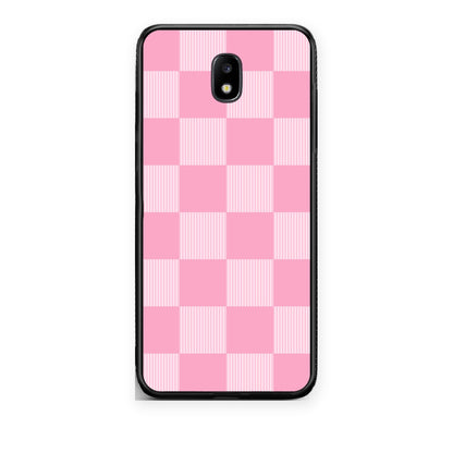 Θήκη Samsung Galaxy J7 2017 Pink and White Striped Checks από τη Smartfits με σχέδιο στο πίσω μέρος και μαύρο περίβλημα | Samsung Galaxy J7 2017 Pink and White Striped Checks case with colorful back and black bezels