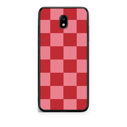 Θήκη Samsung Galaxy J7 2017 Red and Pink Striped Checks από τη Smartfits με σχέδιο στο πίσω μέρος και μαύρο περίβλημα | Samsung Galaxy J7 2017 Red and Pink Striped Checks case with colorful back and black bezels