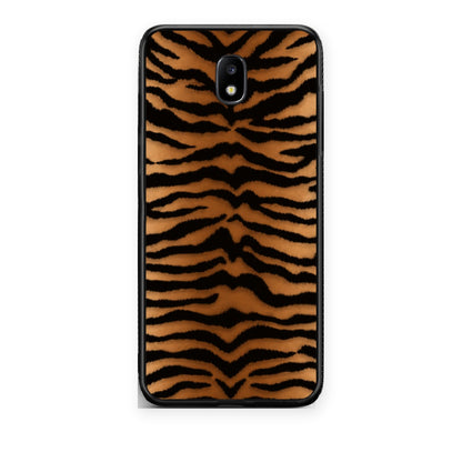Θήκη Samsung Galaxy J7 2017 Tiger Print Orange and Black από τη Smartfits με σχέδιο στο πίσω μέρος και μαύρο περίβλημα | Samsung Galaxy J7 2017 Tiger Print Orange and Black case with colorful back and black bezels