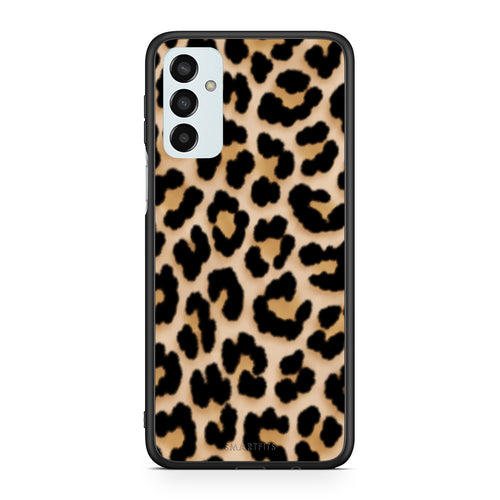 Θήκη Samsung Galaxy M13 Leopard Print Tan Small από τη Smartfits με σχέδιο στο πίσω μέρος και μαύρο περίβλημα | Samsung Galaxy M13 Leopard Print Tan Small case with colorful back and black bezels