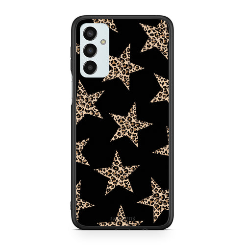 Θήκη Samsung Galaxy M13 Leopard Stars on Black από τη Smartfits με σχέδιο στο πίσω μέρος και μαύρο περίβλημα | Samsung Galaxy M13 Leopard Stars on Black case with colorful back and black bezels