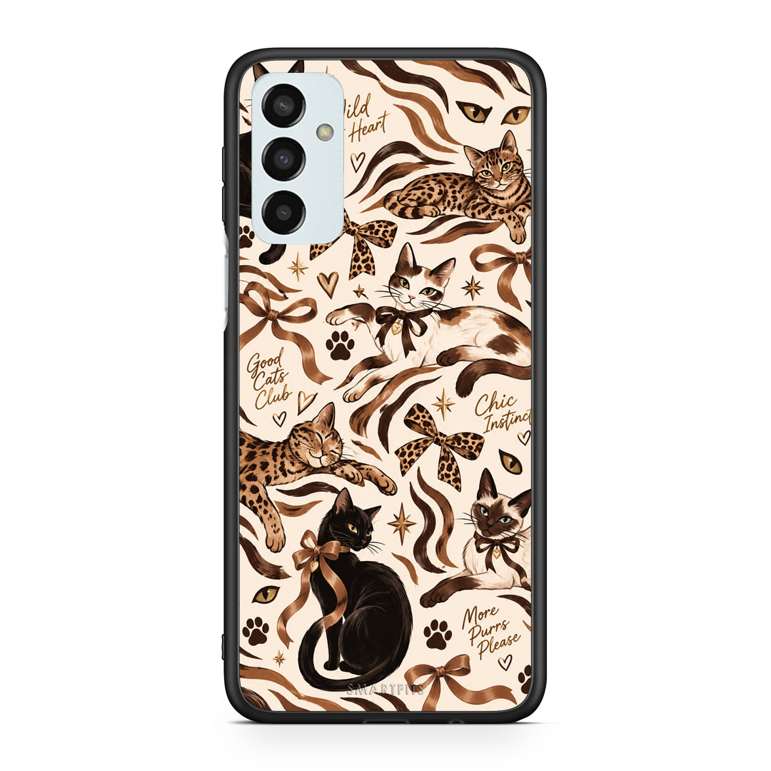 Θήκη Samsung Galaxy M13 Wild Cats and Animal Print Collage από τη Smartfits με σχέδιο στο πίσω μέρος και μαύρο περίβλημα | Samsung Galaxy M13 Wild Cats and Animal Print Collage case with colorful back and black bezels