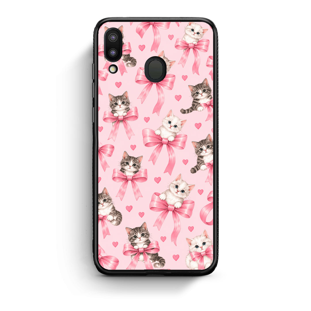 Θήκη Samsung Galaxy M20 Kittens and Pink Bows on Pink από τη Smartfits με σχέδιο στο πίσω μέρος και μαύρο περίβλημα | Samsung Galaxy M20 Kittens and Pink Bows on Pink case with colorful back and black bezels