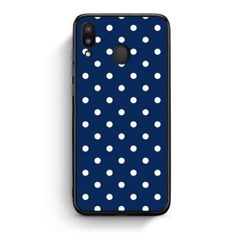 Θήκη Samsung Galaxy M20 White Small Polka Dots on Navy από τη Smartfits με σχέδιο στο πίσω μέρος και μαύρο περίβλημα | Samsung Galaxy M20 White Small Polka Dots on Navy case with colorful back and black bezels
