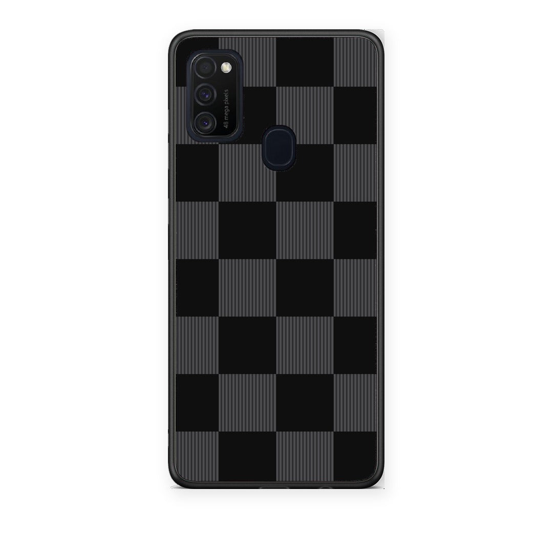Θήκη Samsung Galaxy M21 / M30s Black and Charcoal Striped Checks από τη Smartfits με σχέδιο στο πίσω μέρος και μαύρο περίβλημα | Samsung Galaxy M21 / M30s Black and Charcoal Striped Checks case with colorful back and black bezels