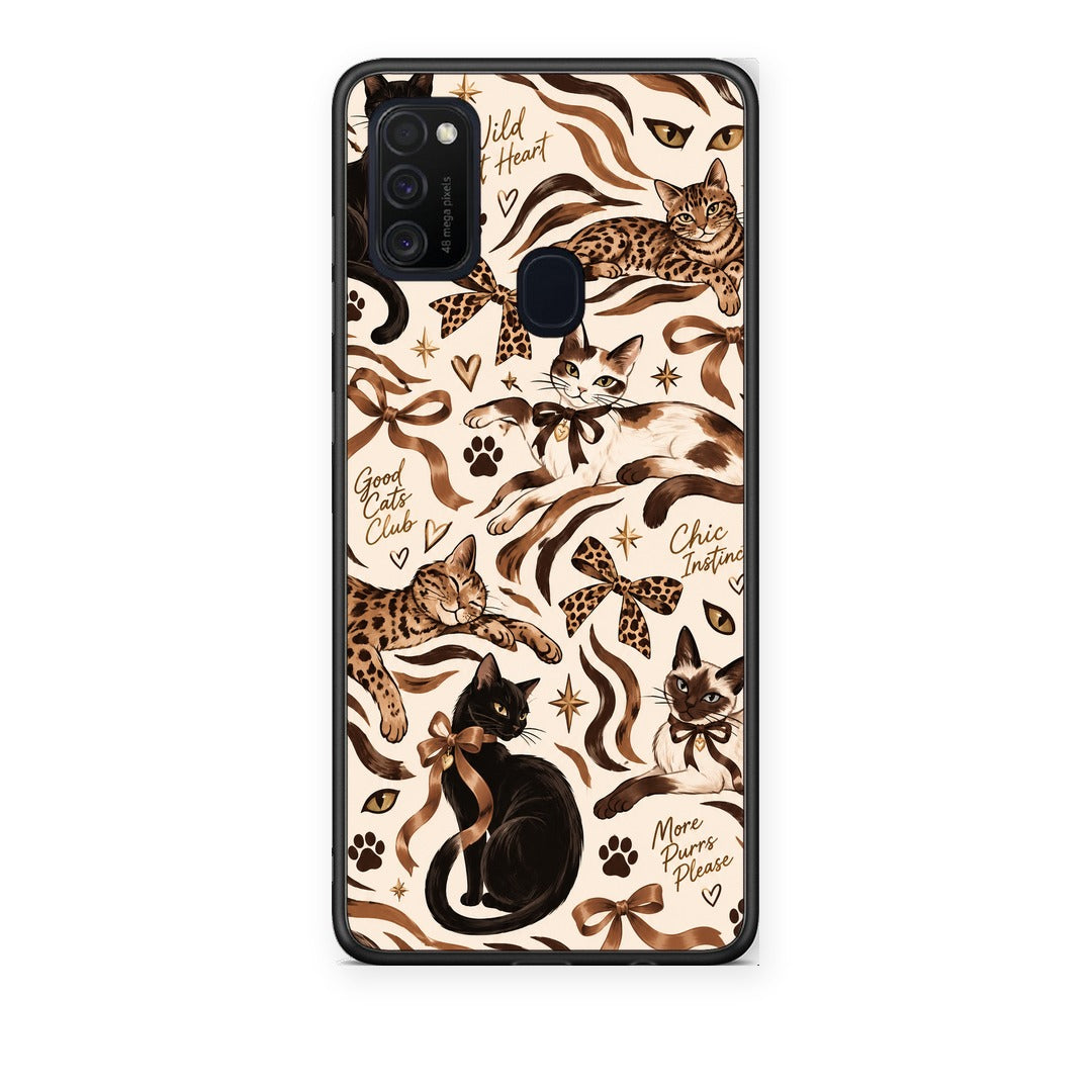 Θήκη Samsung Galaxy M21 / M30s Wild Cats and Animal Print Collage από τη Smartfits με σχέδιο στο πίσω μέρος και μαύρο περίβλημα | Samsung Galaxy M21 / M30s Wild Cats and Animal Print Collage case with colorful back and black bezels