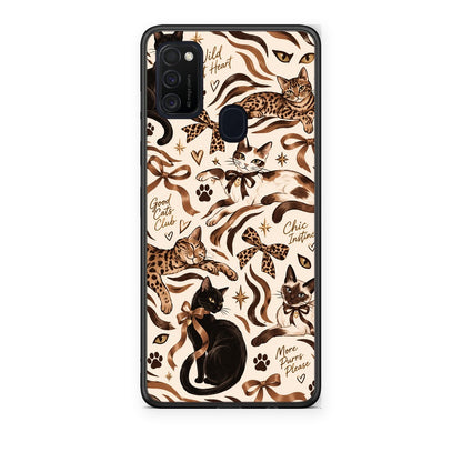 Θήκη Samsung Galaxy M21 / M30s Wild Cats and Animal Print Collage από τη Smartfits με σχέδιο στο πίσω μέρος και μαύρο περίβλημα | Samsung Galaxy M21 / M30s Wild Cats and Animal Print Collage case with colorful back and black bezels