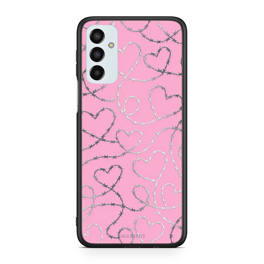 Θήκη Samsung Galaxy M23 / F23 Barbed Wire Hearts on Pink από τη Smartfits με σχέδιο στο πίσω μέρος και μαύρο περίβλημα | Samsung Galaxy M23 / F23 Barbed Wire Hearts on Pink case with colorful back and black bezels