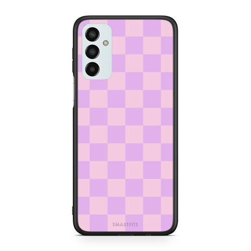 Θήκη Samsung Galaxy M23 / F23 Lavender and Pink Checkerboard από τη Smartfits με σχέδιο στο πίσω μέρος και μαύρο περίβλημα | Samsung Galaxy M23 / F23 Lavender and Pink Checkerboard case with colorful back and black bezels