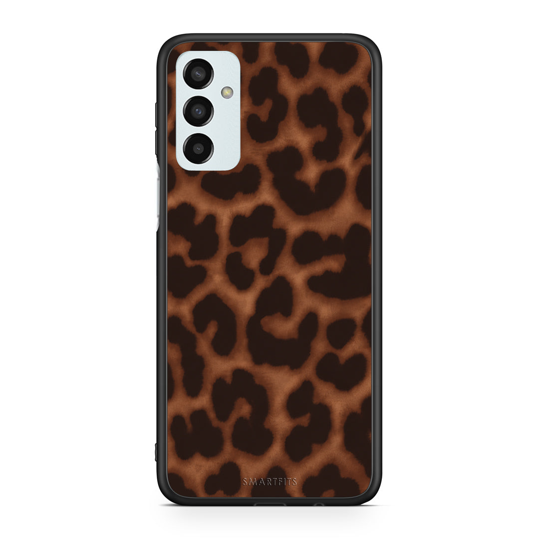 Θήκη Samsung Galaxy M23 / F23 Leopard Print Dark Brown από τη Smartfits με σχέδιο στο πίσω μέρος και μαύρο περίβλημα | Samsung Galaxy M23 / F23 Leopard Print Dark Brown case with colorful back and black bezels