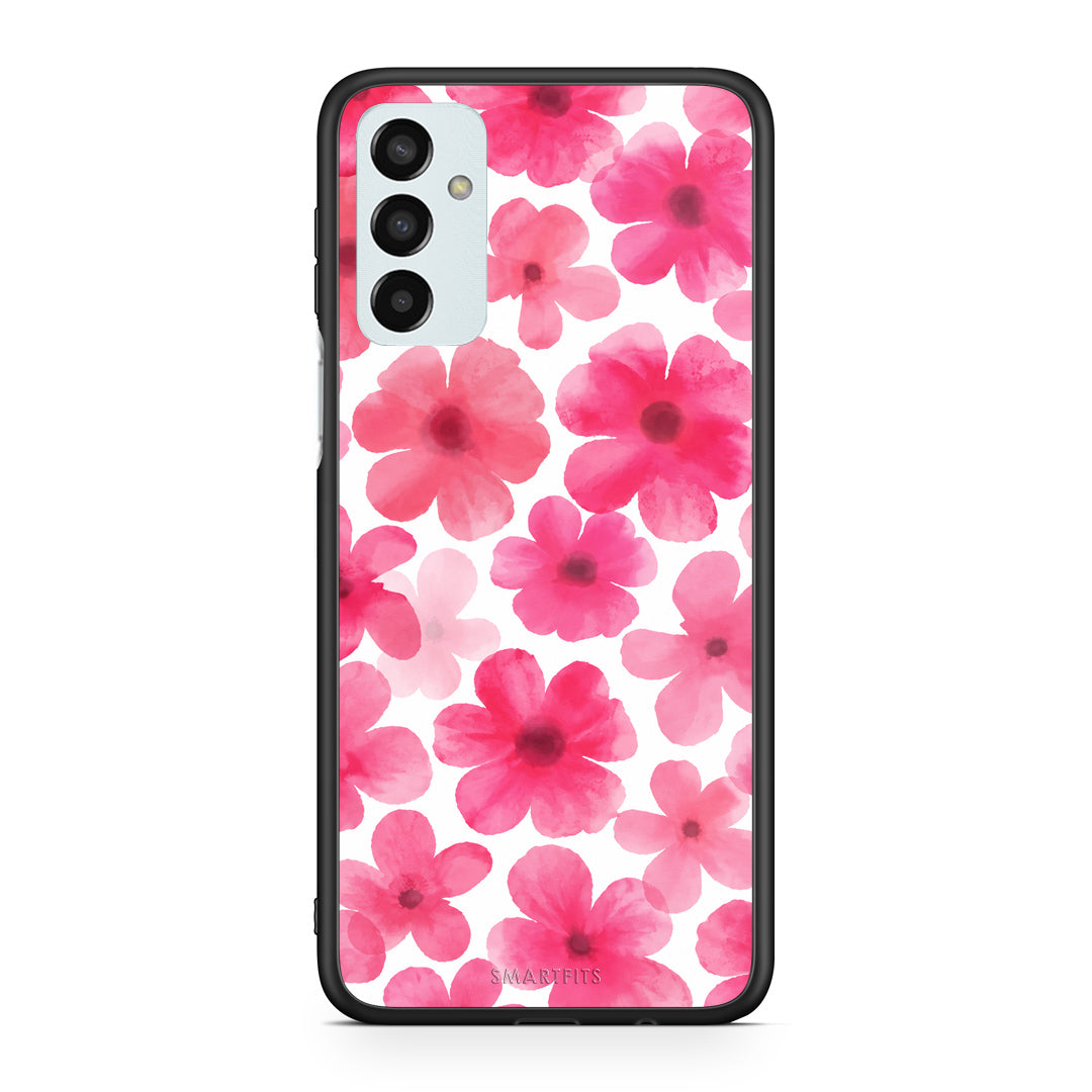 Θήκη Samsung Galaxy M23 / F23 Pink Watercolour Flowers on White από τη Smartfits με σχέδιο στο πίσω μέρος και μαύρο περίβλημα | Samsung Galaxy M23 / F23 Pink Watercolour Flowers on White case with colorful back and black bezels