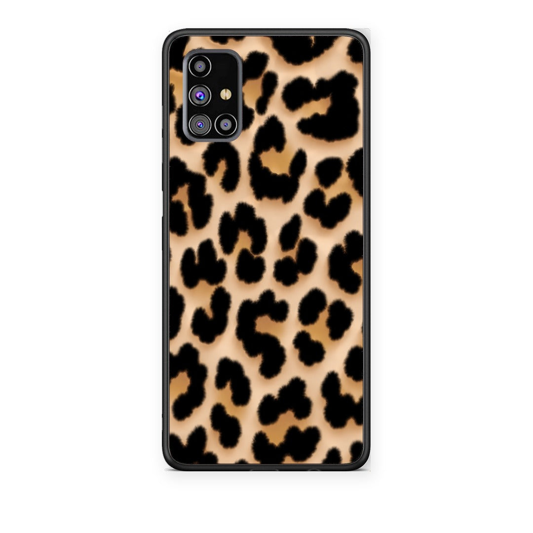 Θήκη Samsung Galaxy M31s Leopard Print Tan Large από τη Smartfits με σχέδιο στο πίσω μέρος και μαύρο περίβλημα | Samsung Galaxy M31s Leopard Print Tan Large case with colorful back and black bezels