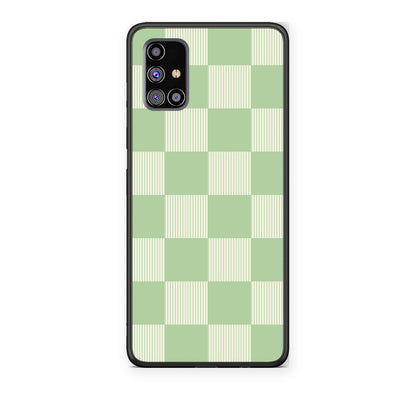Θήκη Samsung Galaxy M31s Sage and Cream Striped Checks από τη Smartfits με σχέδιο στο πίσω μέρος και μαύρο περίβλημα | Samsung Galaxy M31s Sage and Cream Striped Checks case with colorful back and black bezels