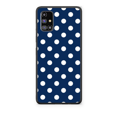 Θήκη Samsung Galaxy M31s White Large Polka Dots on Navy από τη Smartfits με σχέδιο στο πίσω μέρος και μαύρο περίβλημα | Samsung Galaxy M31s White Large Polka Dots on Navy case with colorful back and black bezels