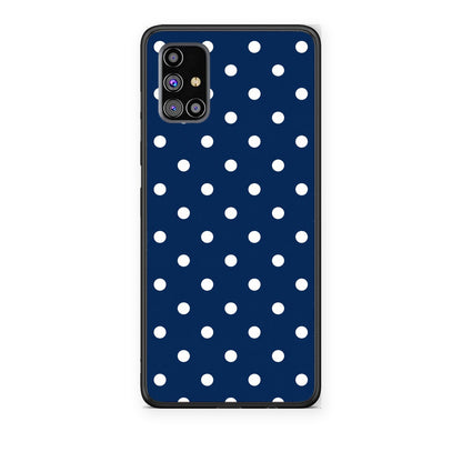 Θήκη Samsung Galaxy M31s White Small Polka Dots on Navy από τη Smartfits με σχέδιο στο πίσω μέρος και μαύρο περίβλημα | Samsung Galaxy M31s White Small Polka Dots on Navy case with colorful back and black bezels
