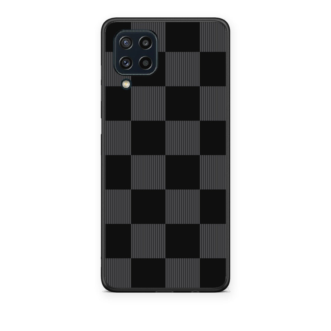 Θήκη Samsung Galaxy M32 4G / M22 Black and Charcoal Striped Checks από τη Smartfits με σχέδιο στο πίσω μέρος και μαύρο περίβλημα | Samsung Galaxy M32 4G / M22 Black and Charcoal Striped Checks case with colorful back and black bezels