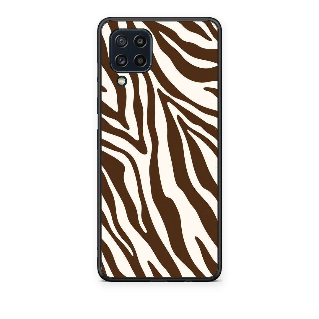 Θήκη Samsung Galaxy M32 4G / M22 Brown and Cream Zebra Stripes από τη Smartfits με σχέδιο στο πίσω μέρος και μαύρο περίβλημα | Samsung Galaxy M32 4G / M22 Brown and Cream Zebra Stripes case with colorful back and black bezels