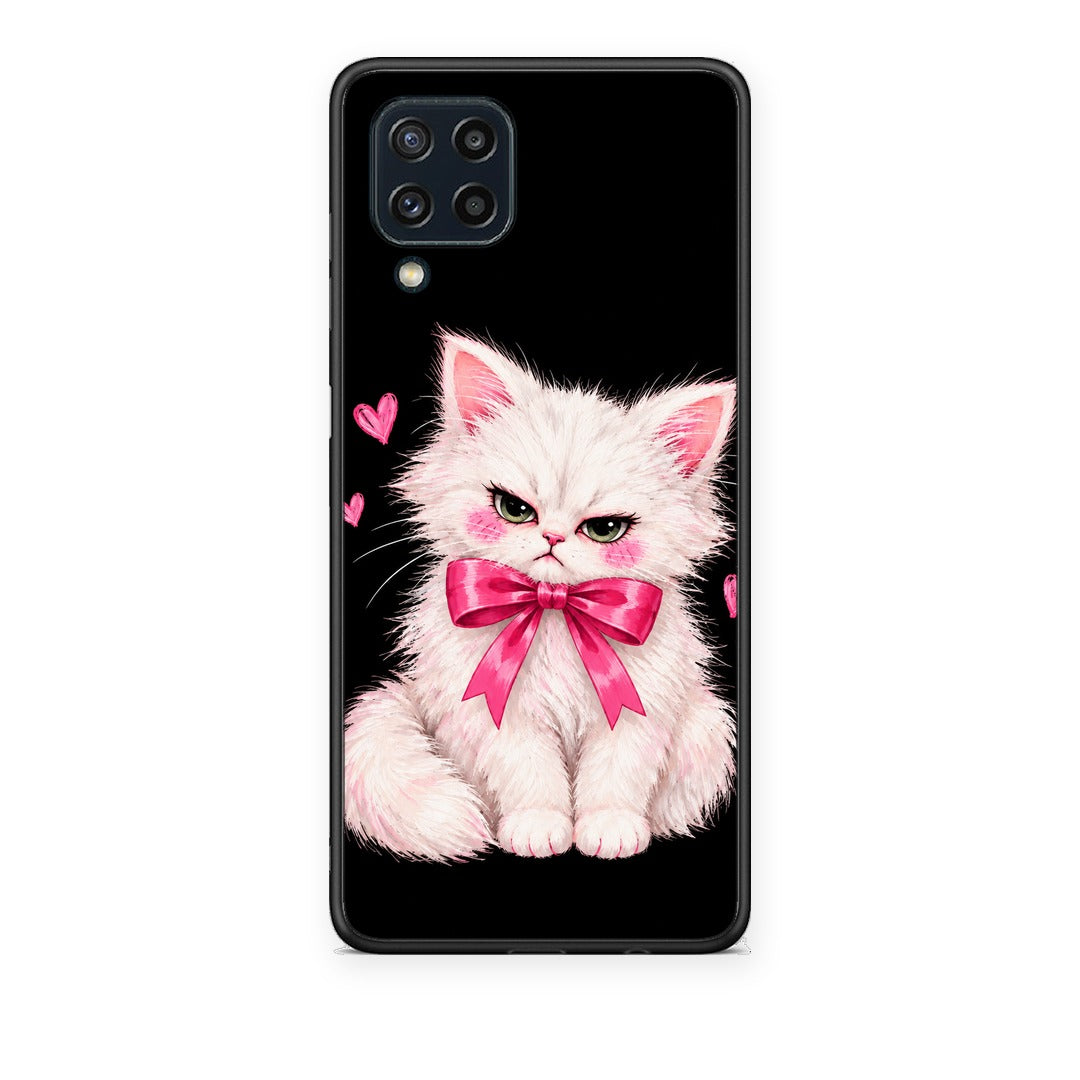 Θήκη Samsung Galaxy M32 4G / M22 Grumpy Party Kitten on Black από τη Smartfits με σχέδιο στο πίσω μέρος και μαύρο περίβλημα | Samsung Galaxy M32 4G / M22 Grumpy Party Kitten on Black case with colorful back and black bezels