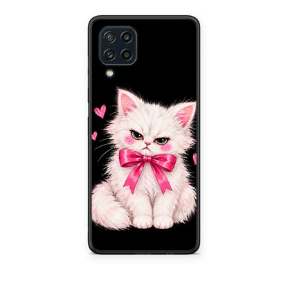 Θήκη Samsung Galaxy M32 4G / M22 Grumpy Party Kitten on Black από τη Smartfits με σχέδιο στο πίσω μέρος και μαύρο περίβλημα | Samsung Galaxy M32 4G / M22 Grumpy Party Kitten on Black case with colorful back and black bezels