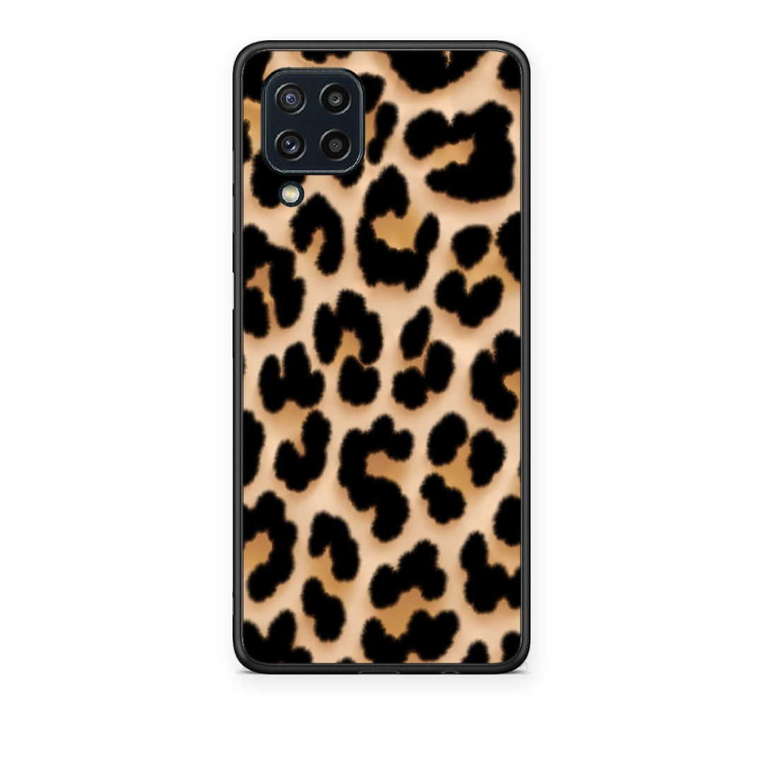 Θήκη Samsung Galaxy M32 4G / M22 Leopard Print Tan Large από τη Smartfits με σχέδιο στο πίσω μέρος και μαύρο περίβλημα | Samsung Galaxy M32 4G / M22 Leopard Print Tan Large case with colorful back and black bezels