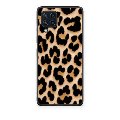 Θήκη Samsung Galaxy M32 4G / M22 Leopard Print Tan Large από τη Smartfits με σχέδιο στο πίσω μέρος και μαύρο περίβλημα | Samsung Galaxy M32 4G / M22 Leopard Print Tan Large case with colorful back and black bezels