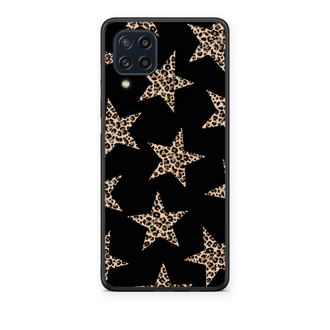 Θήκη Samsung Galaxy M32 4G / M22 Leopard Stars on Black από τη Smartfits με σχέδιο στο πίσω μέρος και μαύρο περίβλημα | Samsung Galaxy M32 4G / M22 Leopard Stars on Black case with colorful back and black bezels