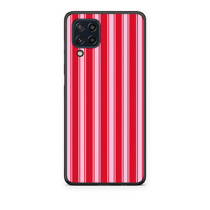 Θήκη Samsung Galaxy M32 4G / M22 Red and Pink Vertical Pinstripes από τη Smartfits με σχέδιο στο πίσω μέρος και μαύρο περίβλημα | Samsung Galaxy M32 4G / M22 Red and Pink Vertical Pinstripes case with colorful back and black bezels