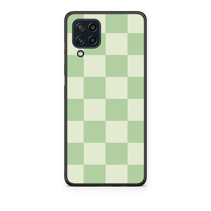 Θήκη Samsung Galaxy M32 4G / M22 Sage and Cream Striped Checks από τη Smartfits με σχέδιο στο πίσω μέρος και μαύρο περίβλημα | Samsung Galaxy M32 4G / M22 Sage and Cream Striped Checks case with colorful back and black bezels