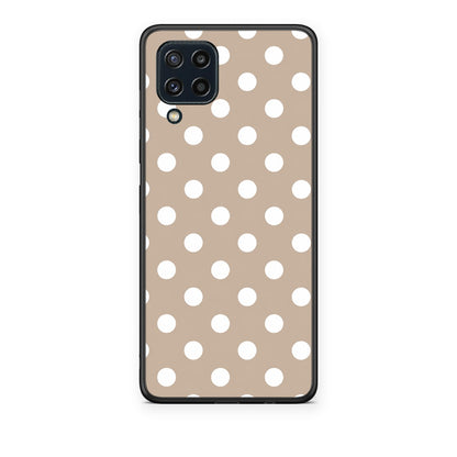 Θήκη Samsung Galaxy M32 4G / M22 White Polka Dots on Taupe από τη Smartfits με σχέδιο στο πίσω μέρος και μαύρο περίβλημα | Samsung Galaxy M32 4G / M22 White Polka Dots on Taupe case with colorful back and black bezels