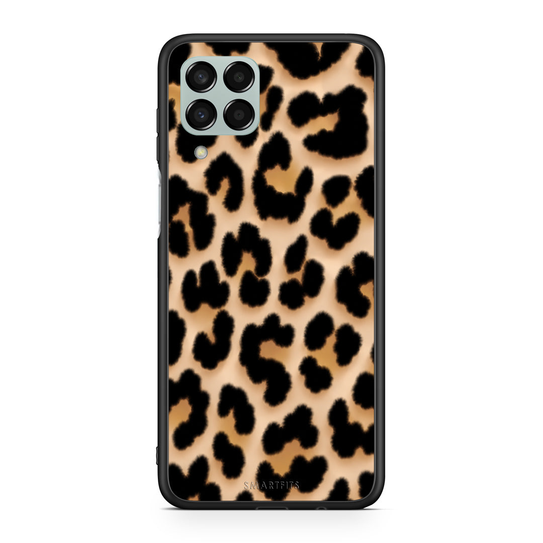 Θήκη Samsung Galaxy M33 Leopard Print Tan Large από τη Smartfits με σχέδιο στο πίσω μέρος και μαύρο περίβλημα | Samsung Galaxy M33 Leopard Print Tan Large case with colorful back and black bezels