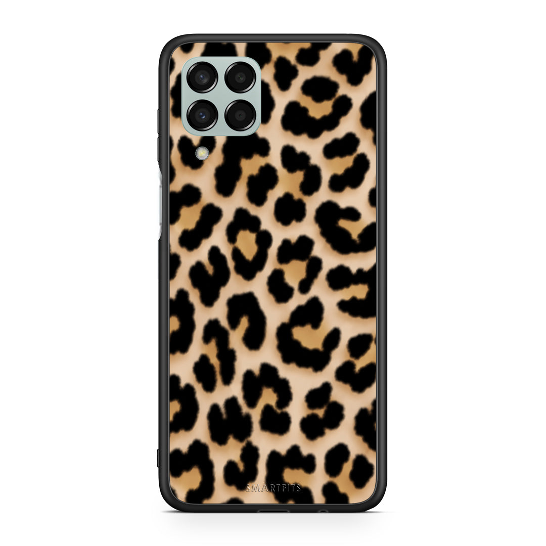 Θήκη Samsung Galaxy M33 Leopard Print Tan Small από τη Smartfits με σχέδιο στο πίσω μέρος και μαύρο περίβλημα | Samsung Galaxy M33 Leopard Print Tan Small case with colorful back and black bezels