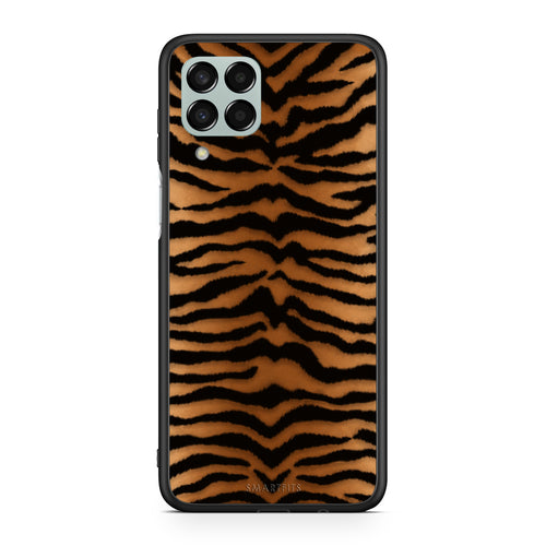 Θήκη Samsung Galaxy M33 Tiger Print Orange and Black από τη Smartfits με σχέδιο στο πίσω μέρος και μαύρο περίβλημα | Samsung Galaxy M33 Tiger Print Orange and Black case with colorful back and black bezels