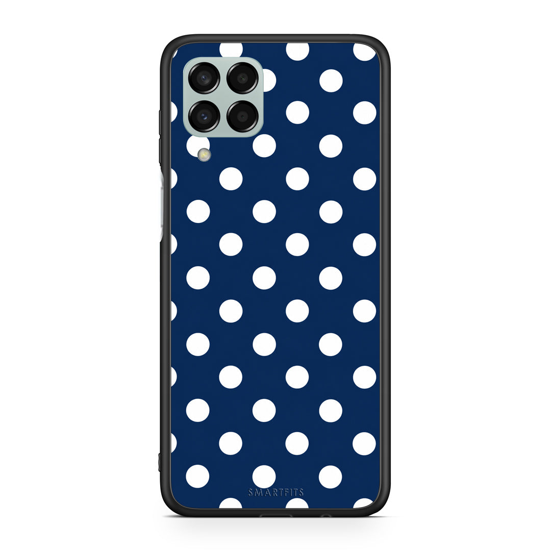 Θήκη Samsung Galaxy M33 White Large Polka Dots on Navy από τη Smartfits με σχέδιο στο πίσω μέρος και μαύρο περίβλημα | Samsung Galaxy M33 White Large Polka Dots on Navy case with colorful back and black bezels