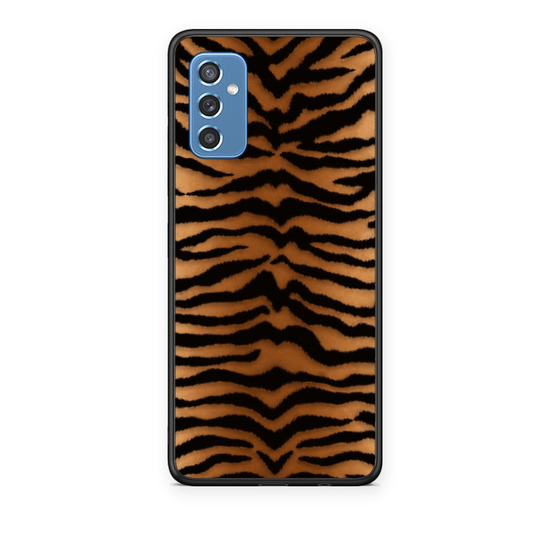 Θήκη Samsung Galaxy M52 5G Tiger Print Orange and Black από τη Smartfits με σχέδιο στο πίσω μέρος και μαύρο περίβλημα | Samsung Galaxy M52 5G Tiger Print Orange and Black case with colorful back and black bezels