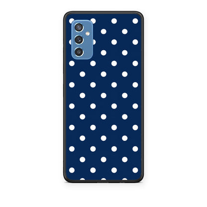 Θήκη Samsung Galaxy M52 5G White Small Polka Dots on Navy από τη Smartfits με σχέδιο στο πίσω μέρος και μαύρο περίβλημα | Samsung Galaxy M52 5G White Small Polka Dots on Navy case with colorful back and black bezels