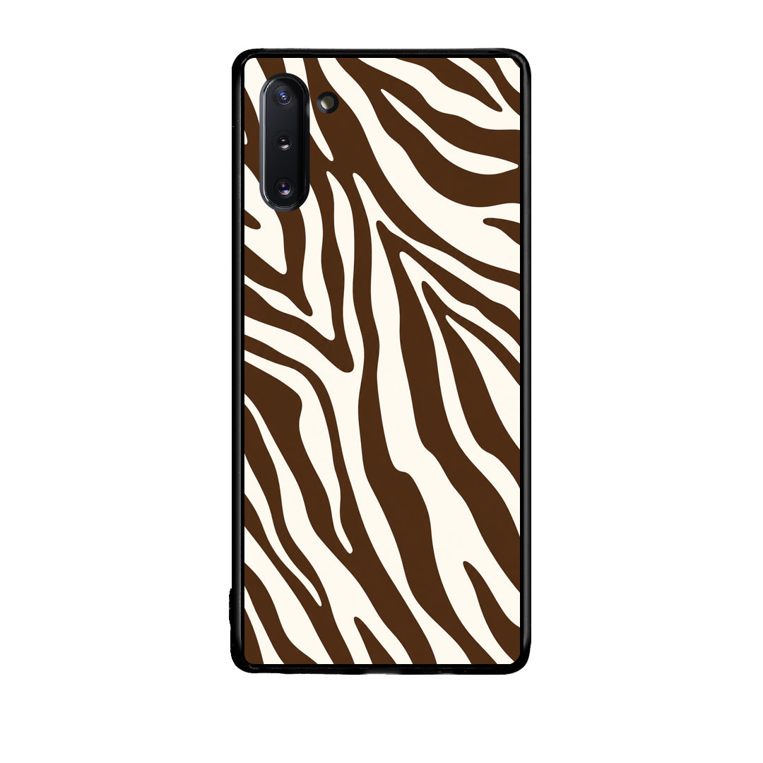 Θήκη Samsung Galaxy Note 10 Brown and Cream Zebra Stripes από τη Smartfits με σχέδιο στο πίσω μέρος και μαύρο περίβλημα | Samsung Galaxy Note 10 Brown and Cream Zebra Stripes case with colorful back and black bezels
