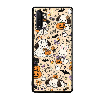 Θήκη Samsung Galaxy Note 10 Halloween Puppies and Friends on Cream από τη Smartfits με σχέδιο στο πίσω μέρος και μαύρο περίβλημα | Samsung Galaxy Note 10 Halloween Puppies and Friends on Cream case with colorful back and black bezels