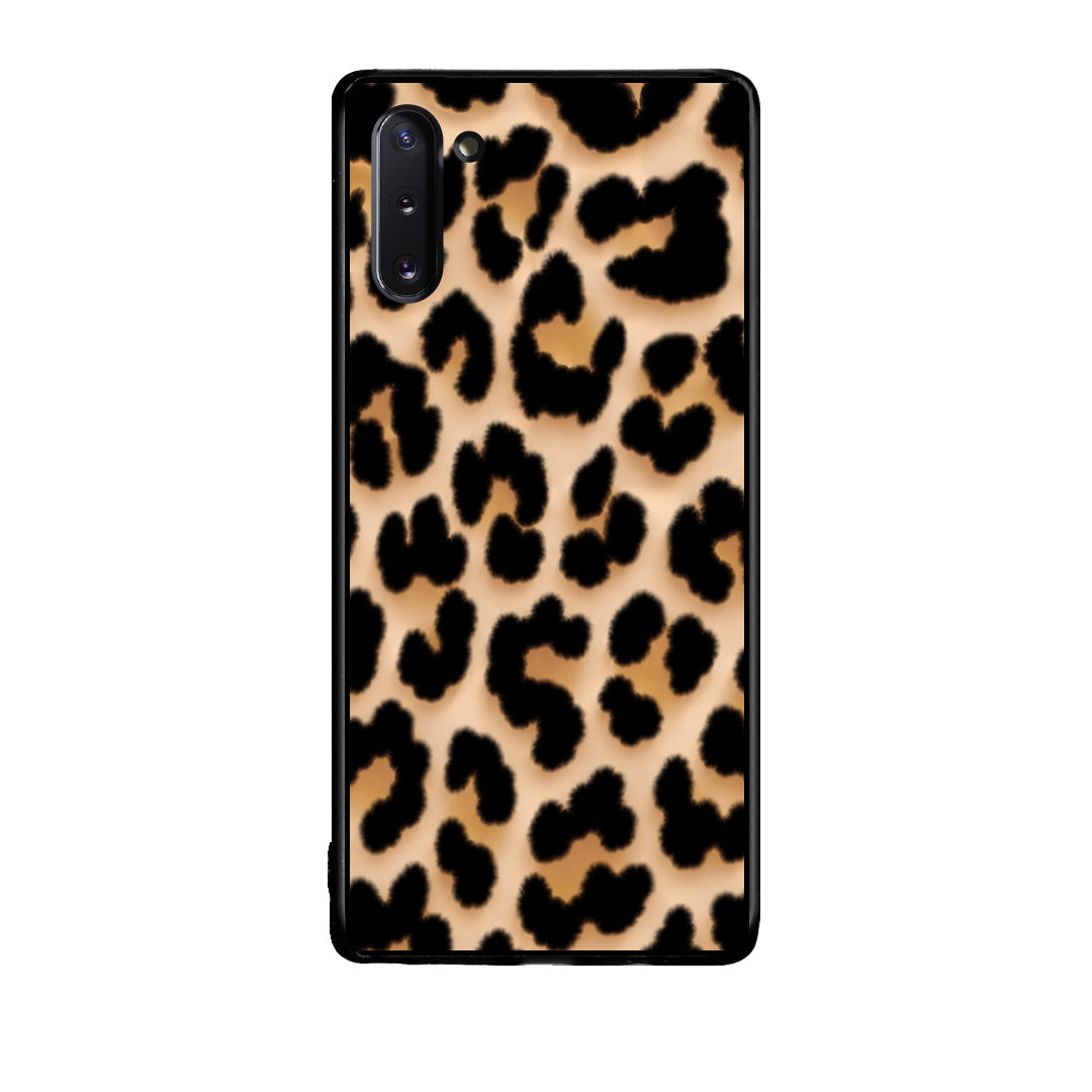 Θήκη Samsung Galaxy Note 10 Leopard Print Tan Large από τη Smartfits με σχέδιο στο πίσω μέρος και μαύρο περίβλημα | Samsung Galaxy Note 10 Leopard Print Tan Large case with colorful back and black bezels