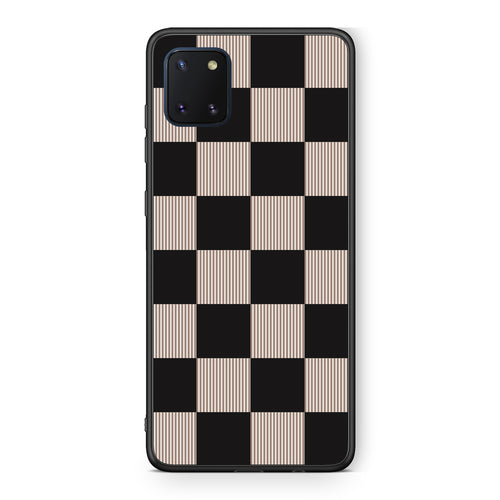 Θήκη Samsung Galaxy Note 10 Lite Black and Taupe Striped Checks από τη Smartfits με σχέδιο στο πίσω μέρος και μαύρο περίβλημα | Samsung Galaxy Note 10 Lite Black and Taupe Striped Checks case with colorful back and black bezels