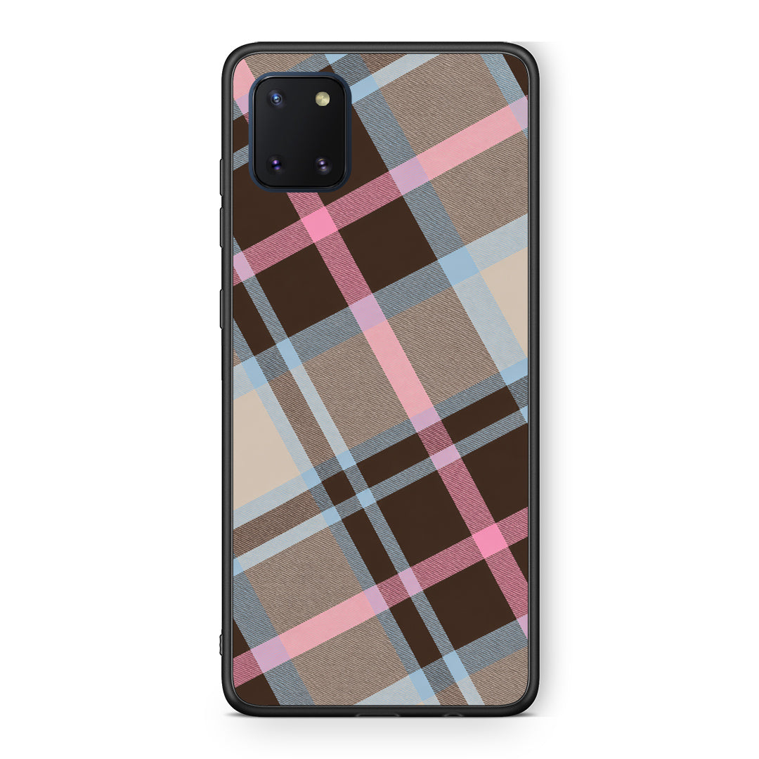 Θήκη Samsung Galaxy Note 10 Lite Brown Pink and Blue Diagonal Plaid από τη Smartfits με σχέδιο στο πίσω μέρος και μαύρο περίβλημα | Samsung Galaxy Note 10 Lite Brown Pink and Blue Diagonal Plaid case with colorful back and black bezels
