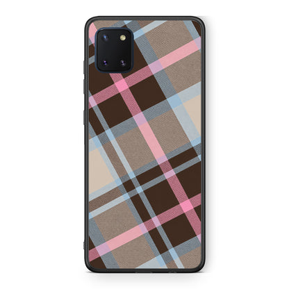 Θήκη Samsung Galaxy Note 10 Lite Brown Pink and Blue Diagonal Plaid από τη Smartfits με σχέδιο στο πίσω μέρος και μαύρο περίβλημα | Samsung Galaxy Note 10 Lite Brown Pink and Blue Diagonal Plaid case with colorful back and black bezels