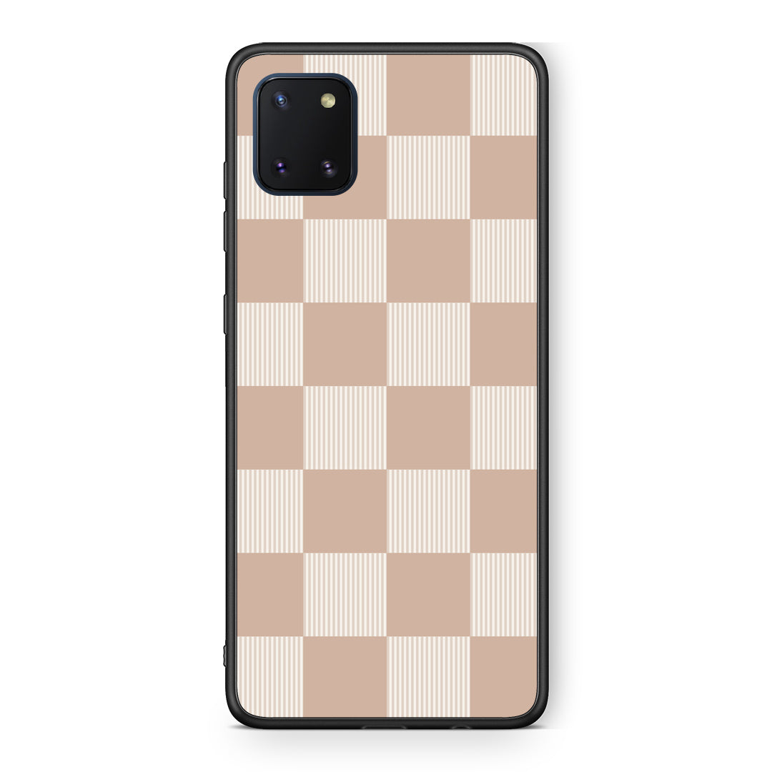 Θήκη Samsung Galaxy Note 10 Lite Latte and Cream Striped Checks από τη Smartfits με σχέδιο στο πίσω μέρος και μαύρο περίβλημα | Samsung Galaxy Note 10 Lite Latte and Cream Striped Checks case with colorful back and black bezels