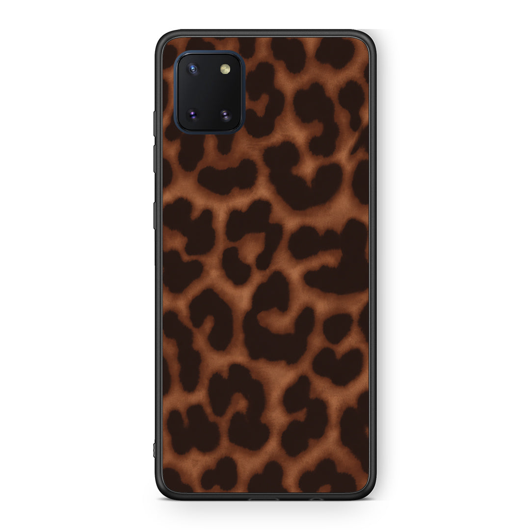 Θήκη Samsung Galaxy Note 10 Lite Leopard Print Dark Brown από τη Smartfits με σχέδιο στο πίσω μέρος και μαύρο περίβλημα | Samsung Galaxy Note 10 Lite Leopard Print Dark Brown case with colorful back and black bezels