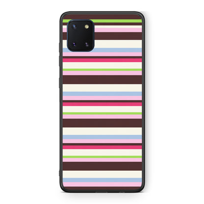 Θήκη Samsung Galaxy Note 10 Lite Multicolour Horizontal Stripes από τη Smartfits με σχέδιο στο πίσω μέρος και μαύρο περίβλημα | Samsung Galaxy Note 10 Lite Multicolour Horizontal Stripes case with colorful back and black bezels