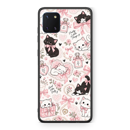 Θήκη Samsung Galaxy Note 10 Lite Pink Bows and Kittens Collage από τη Smartfits με σχέδιο στο πίσω μέρος και μαύρο περίβλημα | Samsung Galaxy Note 10 Lite Pink Bows and Kittens Collage case with colorful back and black bezels