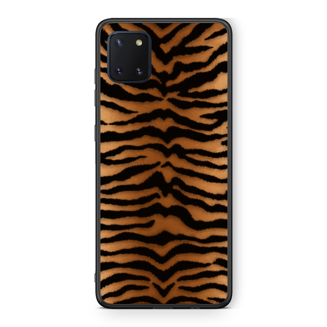 Θήκη Samsung Galaxy Note 10 Lite Tiger Print Orange and Black από τη Smartfits με σχέδιο στο πίσω μέρος και μαύρο περίβλημα | Samsung Galaxy Note 10 Lite Tiger Print Orange and Black case with colorful back and black bezels