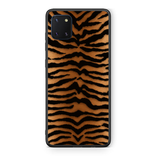 Θήκη Samsung Galaxy Note 10 Lite Tiger Print Orange and Black από τη Smartfits με σχέδιο στο πίσω μέρος και μαύρο περίβλημα | Samsung Galaxy Note 10 Lite Tiger Print Orange and Black case with colorful back and black bezels